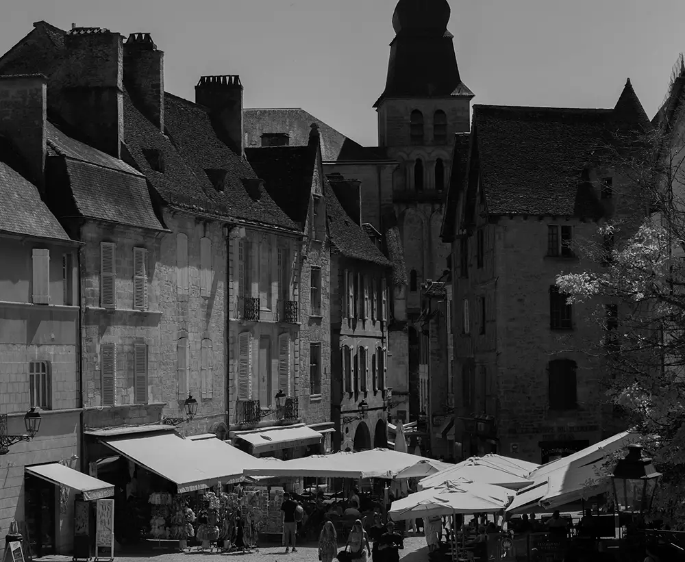 Sarlat la Caneda, photo noir et blanc